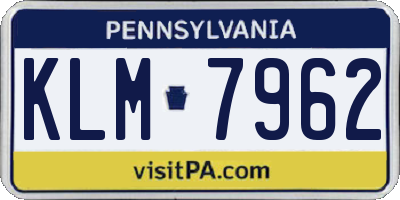 PA license plate KLM7962