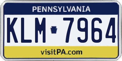 PA license plate KLM7964