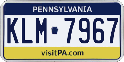 PA license plate KLM7967