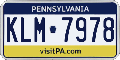 PA license plate KLM7978