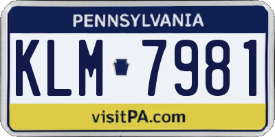 PA license plate KLM7981