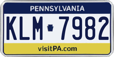 PA license plate KLM7982