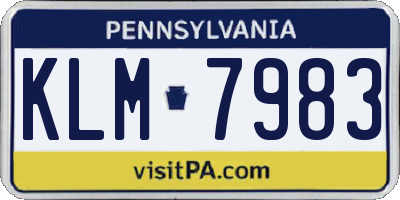 PA license plate KLM7983