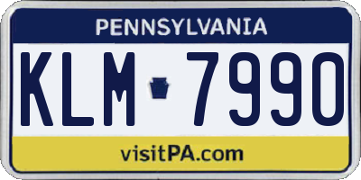 PA license plate KLM7990