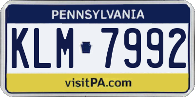 PA license plate KLM7992