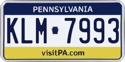 PA license plate KLM7993