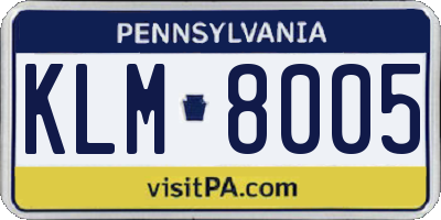 PA license plate KLM8005