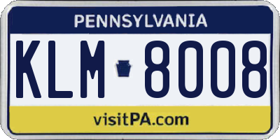 PA license plate KLM8008