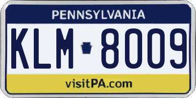 PA license plate KLM8009
