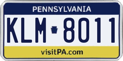 PA license plate KLM8011
