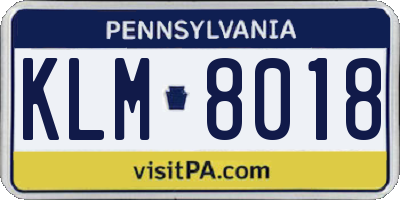 PA license plate KLM8018