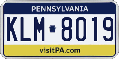 PA license plate KLM8019