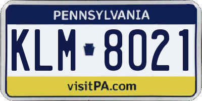 PA license plate KLM8021