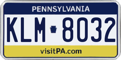 PA license plate KLM8032