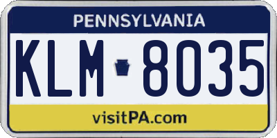 PA license plate KLM8035