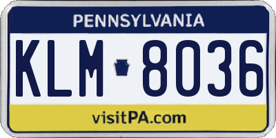 PA license plate KLM8036