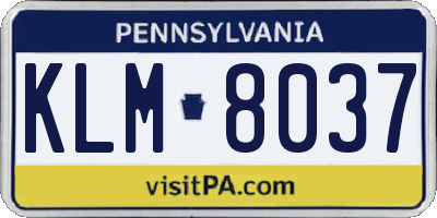 PA license plate KLM8037