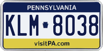 PA license plate KLM8038