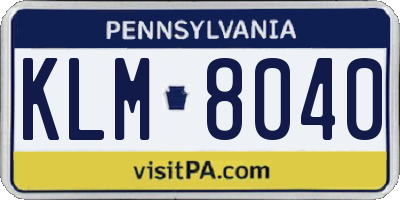 PA license plate KLM8040