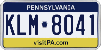 PA license plate KLM8041
