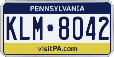 PA license plate KLM8042