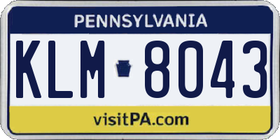 PA license plate KLM8043