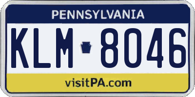PA license plate KLM8046