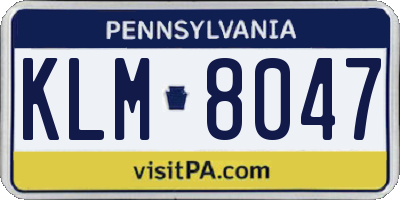 PA license plate KLM8047