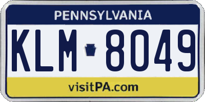 PA license plate KLM8049