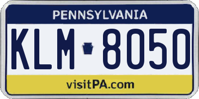 PA license plate KLM8050