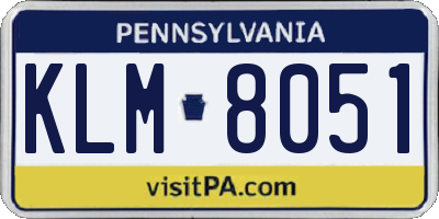 PA license plate KLM8051