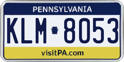 PA license plate KLM8053