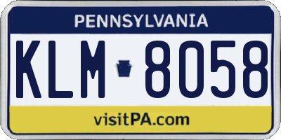 PA license plate KLM8058