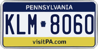 PA license plate KLM8060