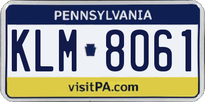 PA license plate KLM8061