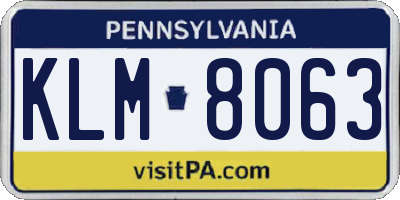 PA license plate KLM8063