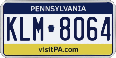PA license plate KLM8064