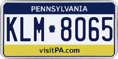 PA license plate KLM8065