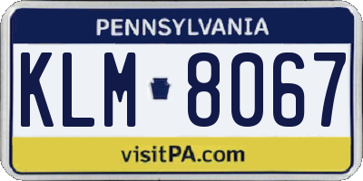 PA license plate KLM8067