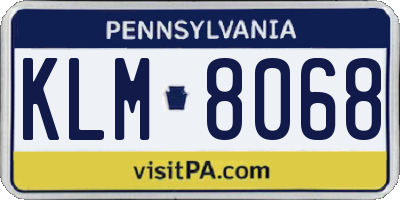 PA license plate KLM8068