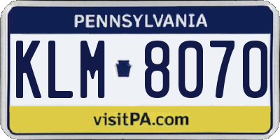 PA license plate KLM8070