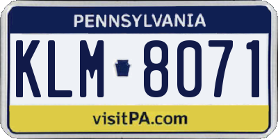 PA license plate KLM8071