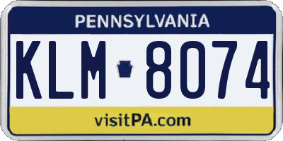 PA license plate KLM8074