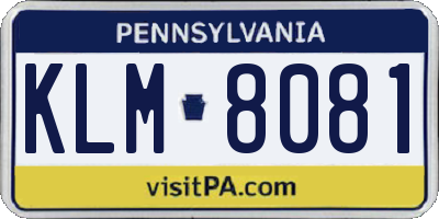 PA license plate KLM8081