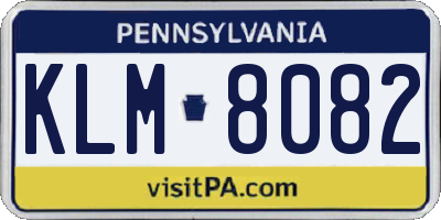 PA license plate KLM8082
