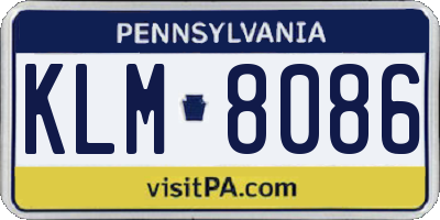 PA license plate KLM8086