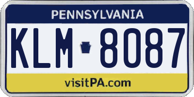 PA license plate KLM8087