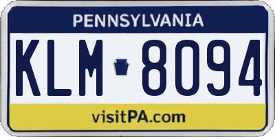PA license plate KLM8094