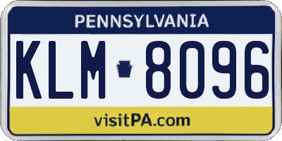PA license plate KLM8096