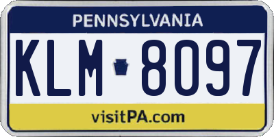 PA license plate KLM8097